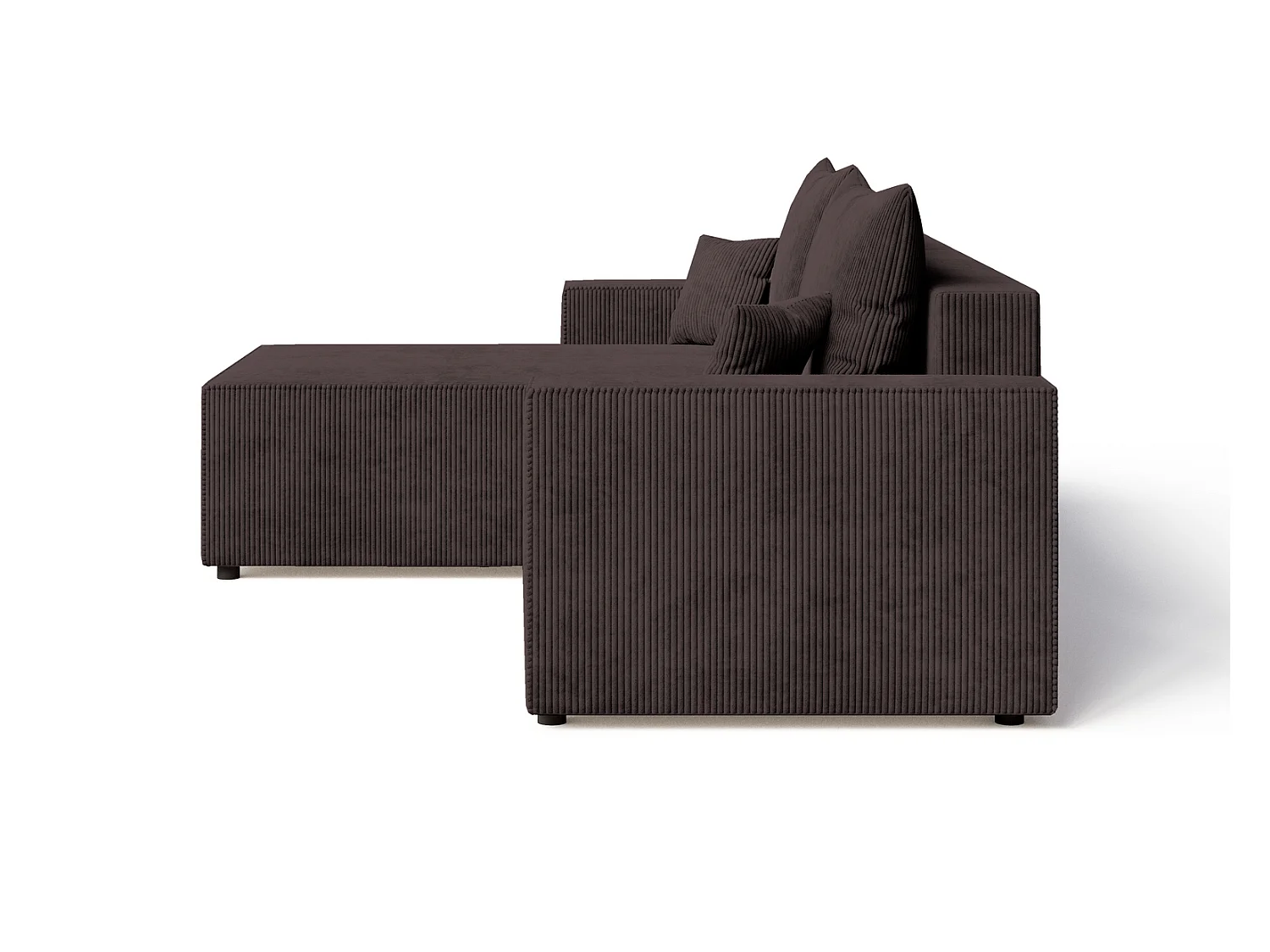 Hoekbank met slaapfunctie Lugo 250 cm, L-vorm, sofa, links, ribfluweel bruin