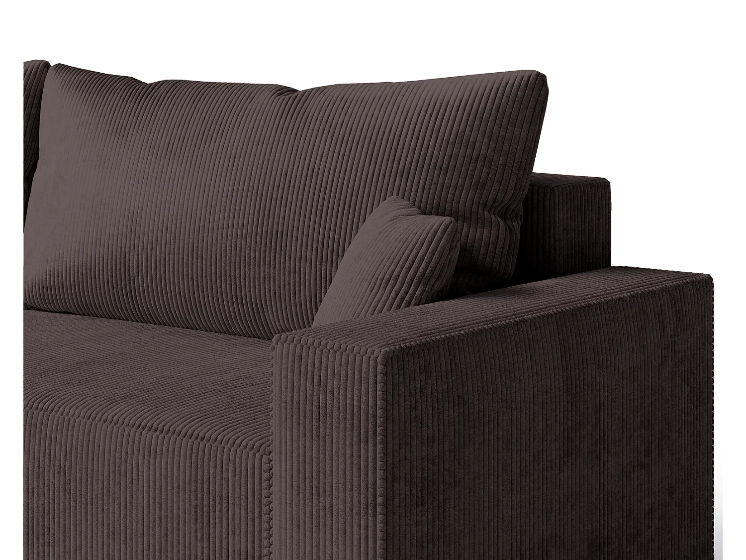 Hoekbank met slaapfunctie Lugo 250 cm, L-vorm, sofa, links, ribfluweel bruin