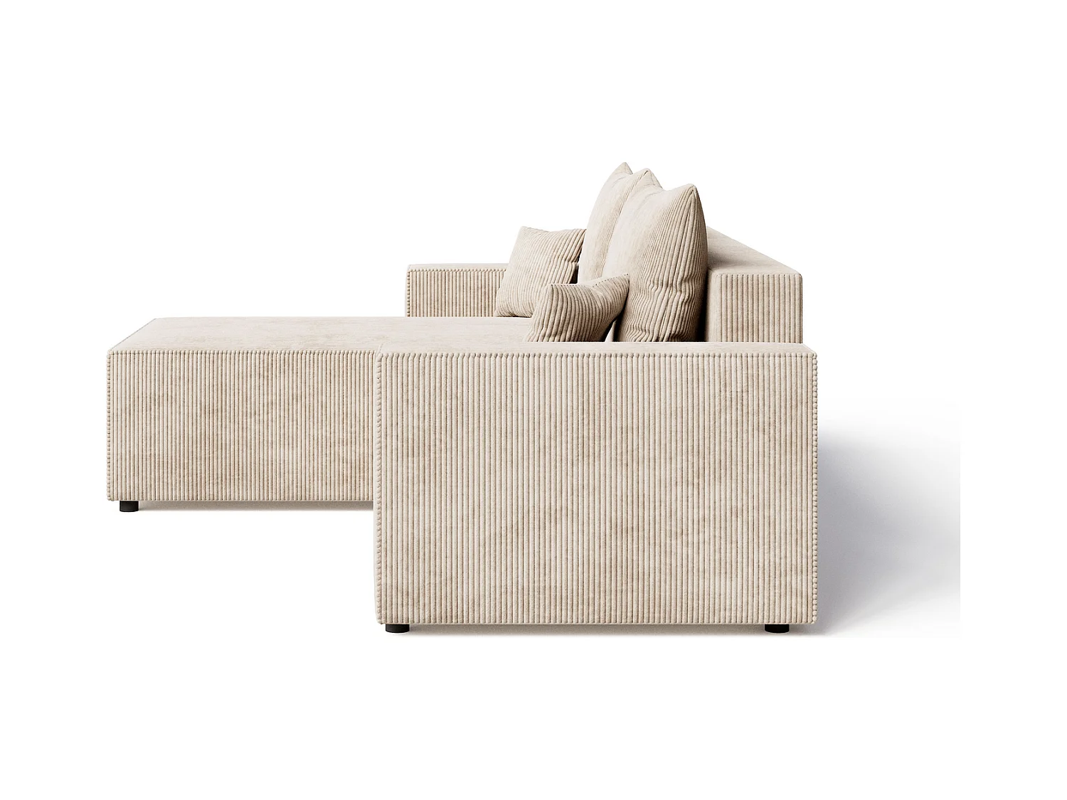 Emporius Lugo Hoekbank 250 cm - L-Vorm, sofa met slaapfunctie, links, ribfluweel Beige (LincolnD 4)