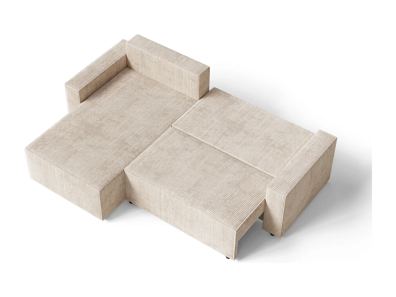 Emporius Lugo Hoekbank 250 cm - L-Vorm, sofa met slaapfunctie, links, ribfluweel Beige (LincolnD 4)