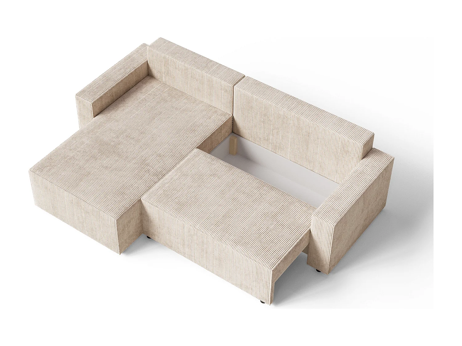 Emporius Lugo Canapé d'angle Convertible - Tissu Velours Côtelé, Canapé d'angle avec Rangement - Gauche, Beige (LincolD 4)