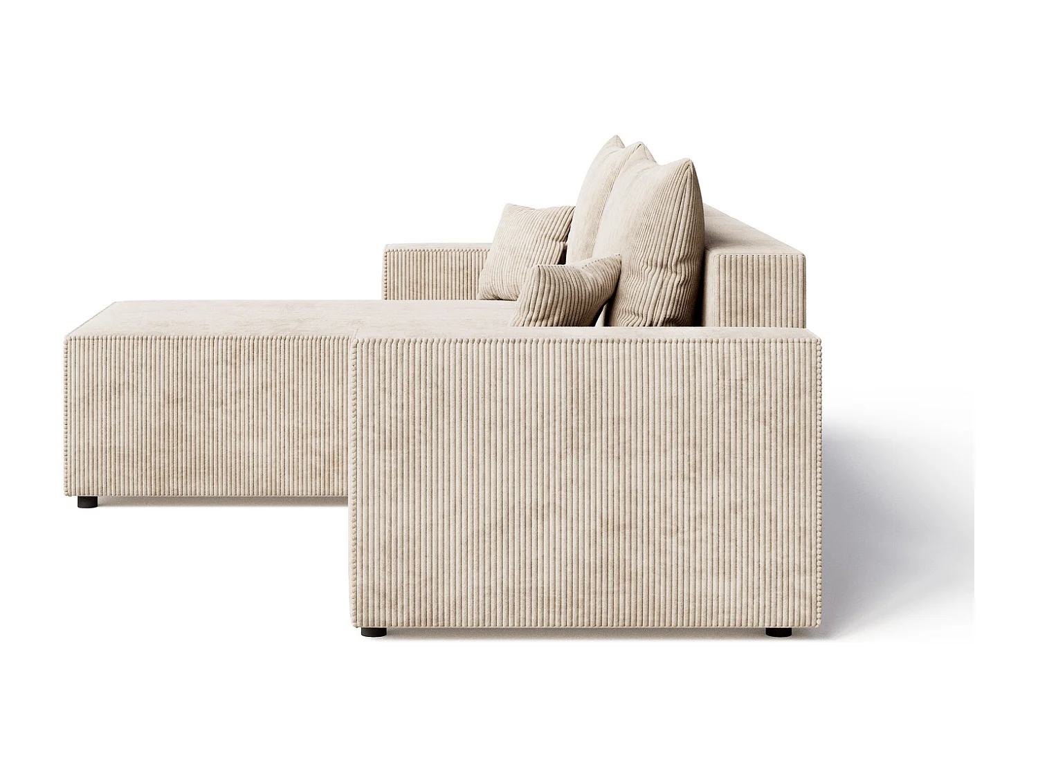 Emporius Lugo Hoekbank 250 cm - L-Vorm, sofa met slaapfunctie, links, ribfluweel Beige (LincolnD 4)