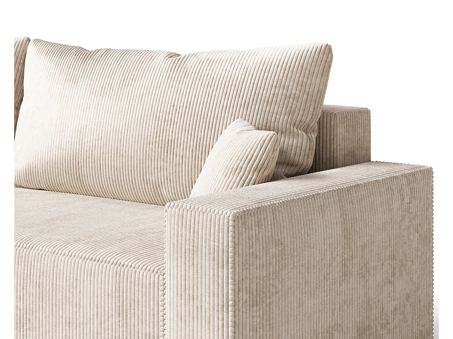 Emporius Lugo Hoekbank 250 cm - L-Vorm, sofa met slaapfunctie, links, ribfluweel Beige (LincolnD 4)