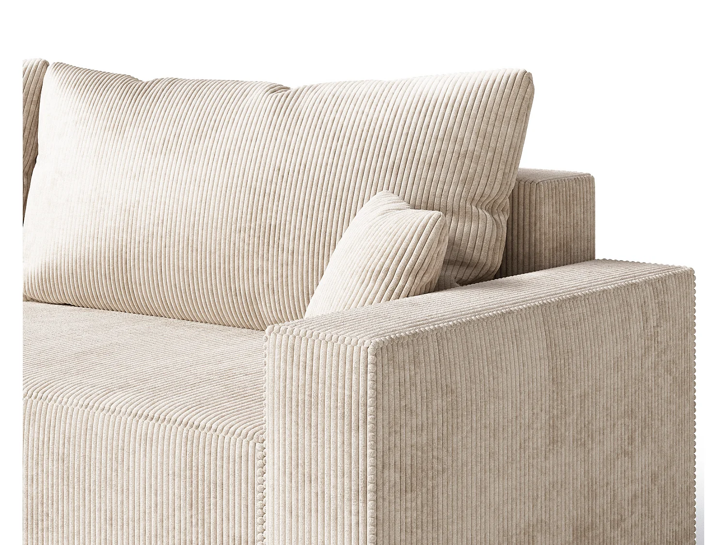 Canapé d'angle convertible Lugo, avec coffre de rangement, velours côtelé, gauche, beige
