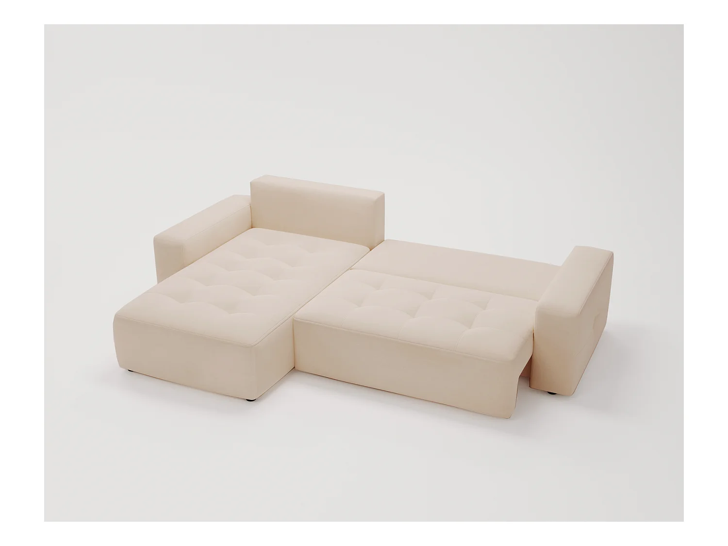 Emporius Nevada Canapé d'angle avec Rangement, Convertible - Tissu Velours, Canapé d'angle 250 cm, 4 Places - Gauche, Beige (Trinity 4)