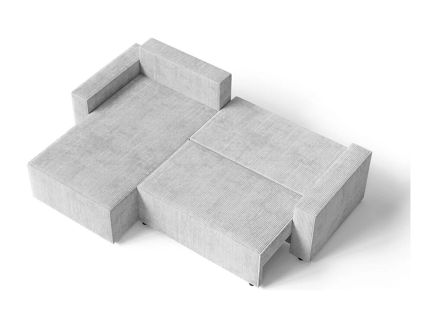 Emporius Lugo Canapé d'angle Convertible - Tissu Velours Côtelé, Canapé d'angle avec Rangement - Gauche, Gris clair (LincolD 84)