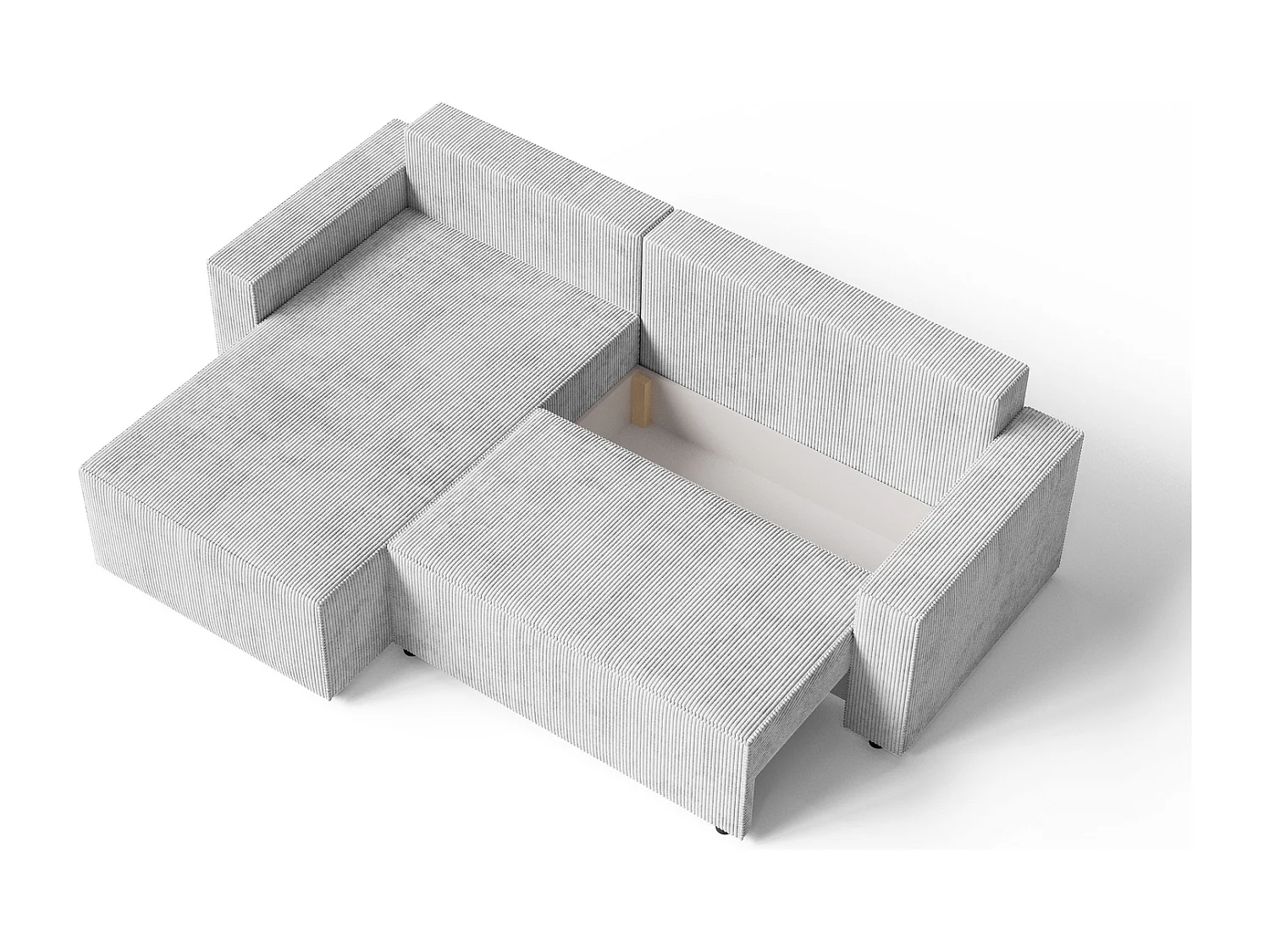 Emporius Lugo Canapé d'angle Convertible - Tissu Velours Côtelé, Canapé d'angle avec Rangement - Gauche, Gris clair (LincolD 84)