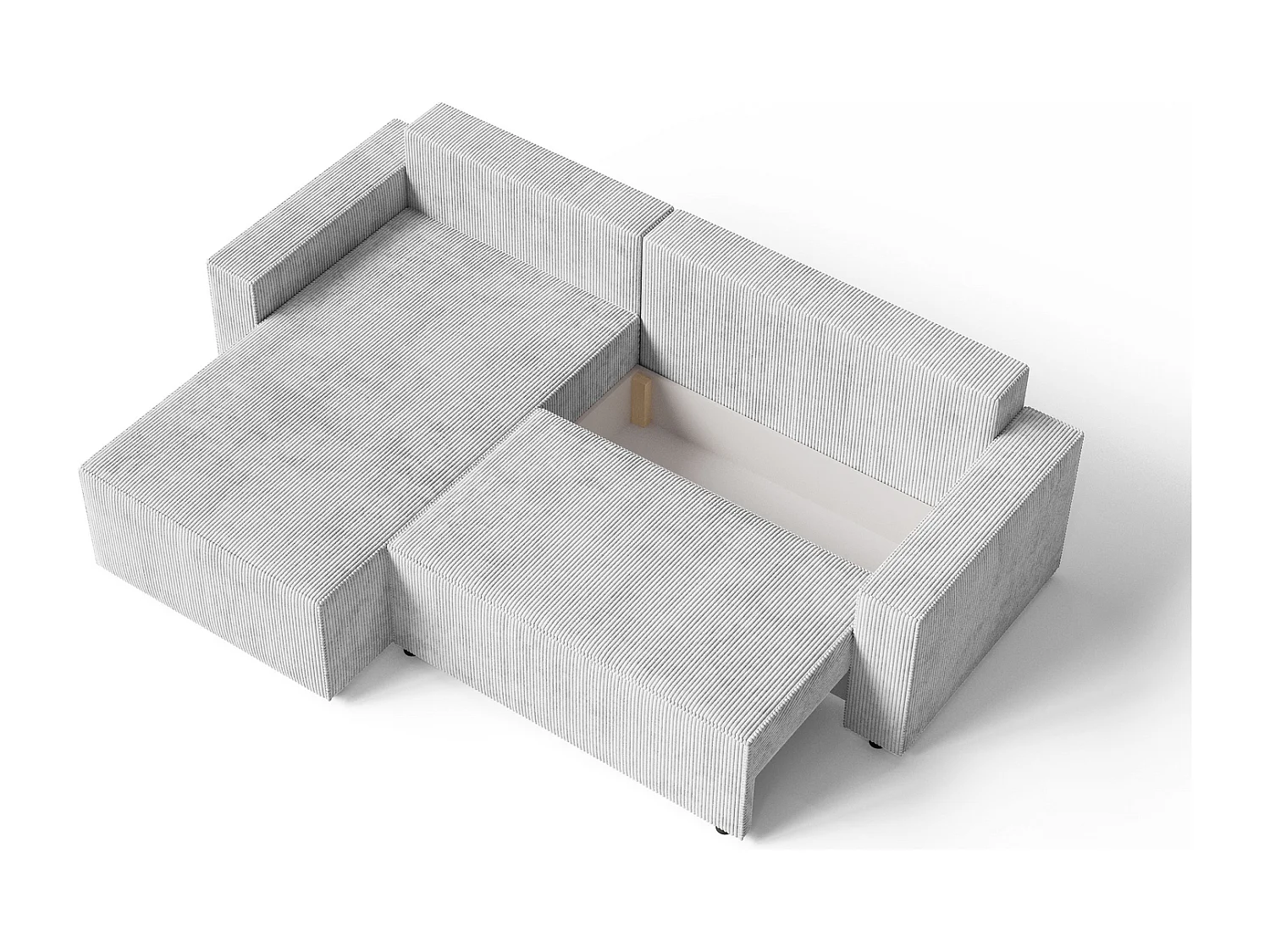 Emporius Lugo Canapé d'angle Convertible - Tissu Velours Côtelé, Canapé d'angle avec Rangement - Gauche, Gris clair (LincolD 84)