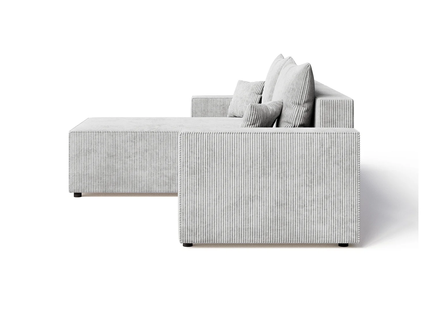 Hoekbank met slaapfunctie Lugo 250 cm, L-vorm, sofa, links, ribfluweel lichtgrijs