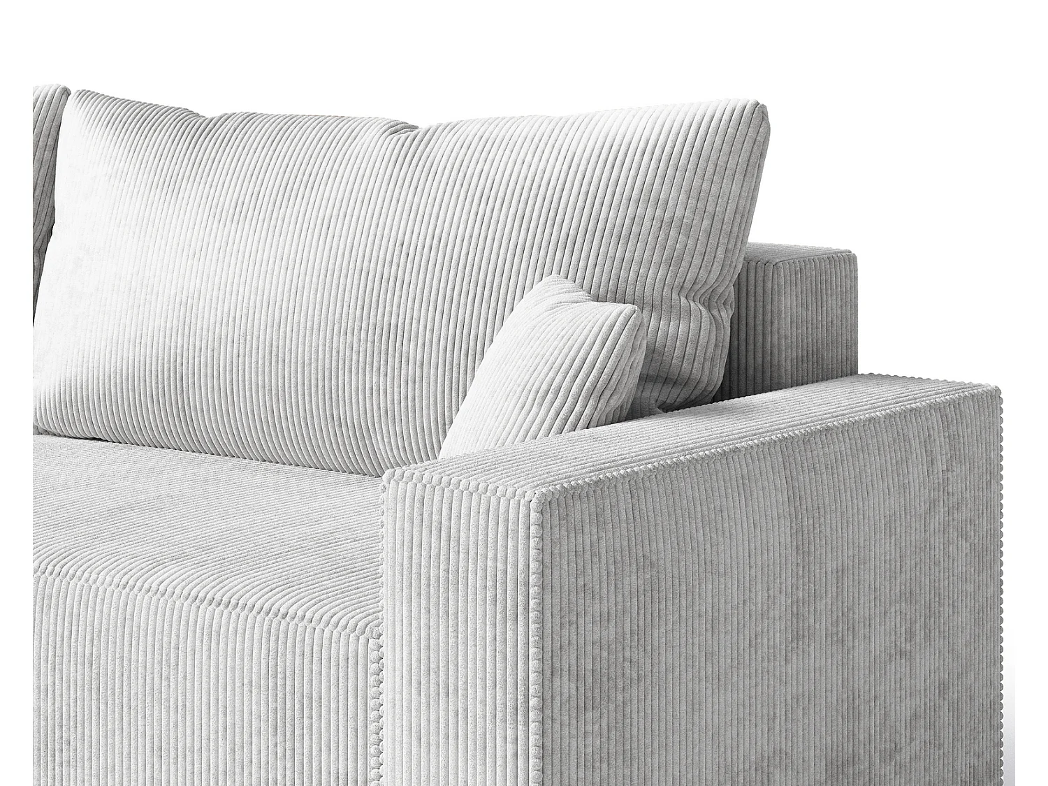 Hoekbank met slaapfunctie Lugo 250 cm, L-vorm, sofa, links, ribfluweel lichtgrijs