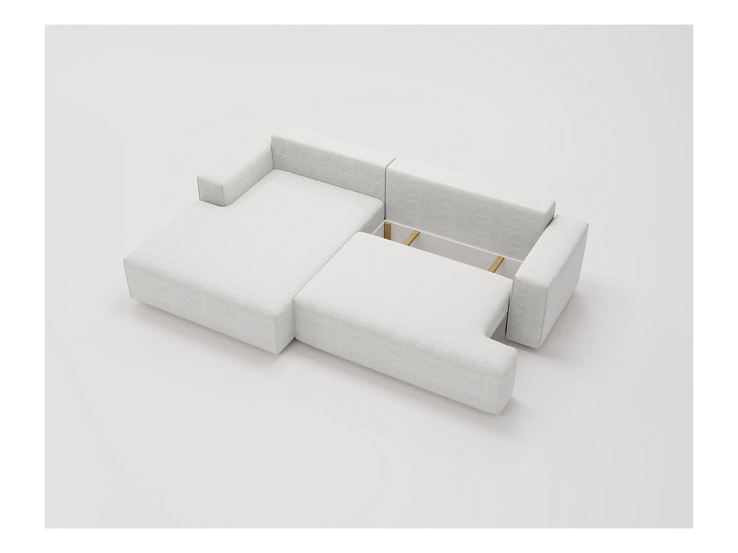 Emporius Boston narożnik rozkładany do salonu - sofa z funkcją spania, mały narożnik, pojemnik na pościel, lewostronny - narożnik kremowy (Memphis 1)