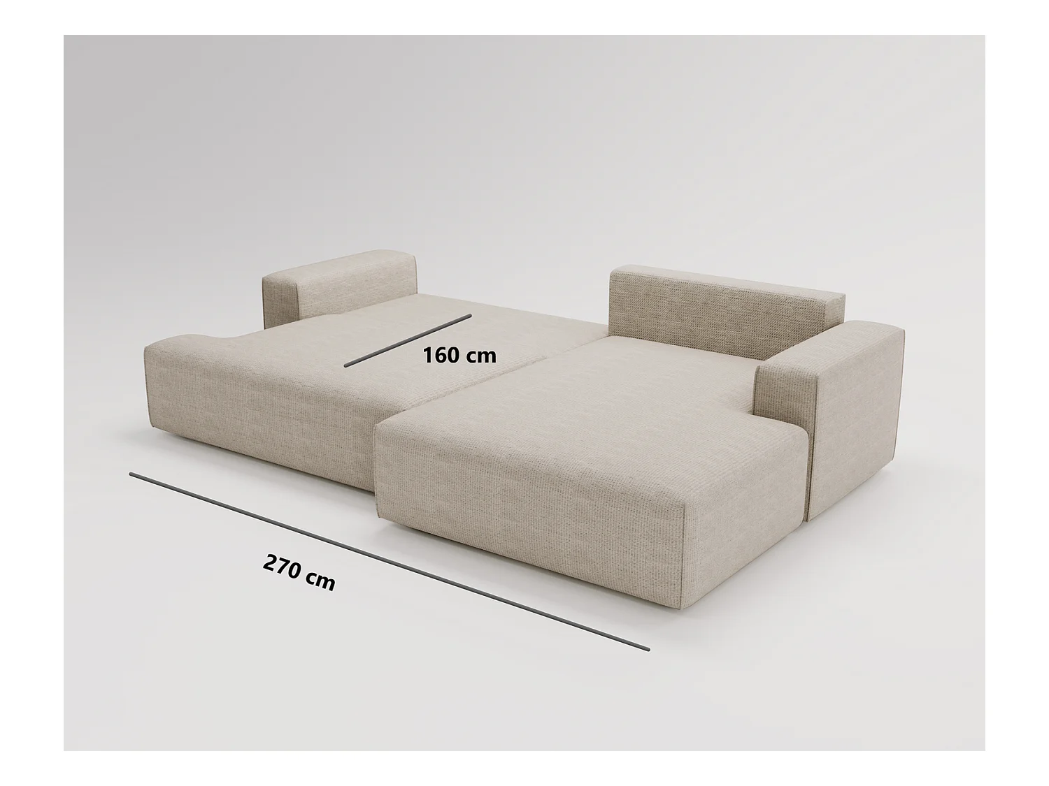 Emporius Boston narożnik rozkładany do salonu - sofa z funkcją spania, mały narożnik, pojemnik na pościel, lewostronny - narożnik kremowy (Memphis 1)