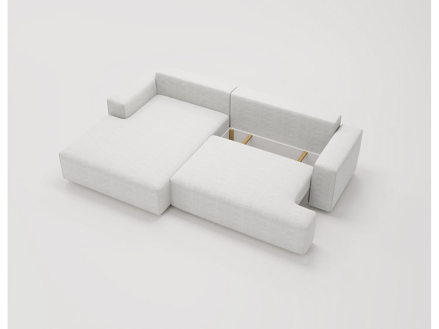Emporius Boston Hoekbank L-Vorm - bank met slaapfunctie et bedlade - slaapbank 270 cm, links, cremé (Memphis 1)