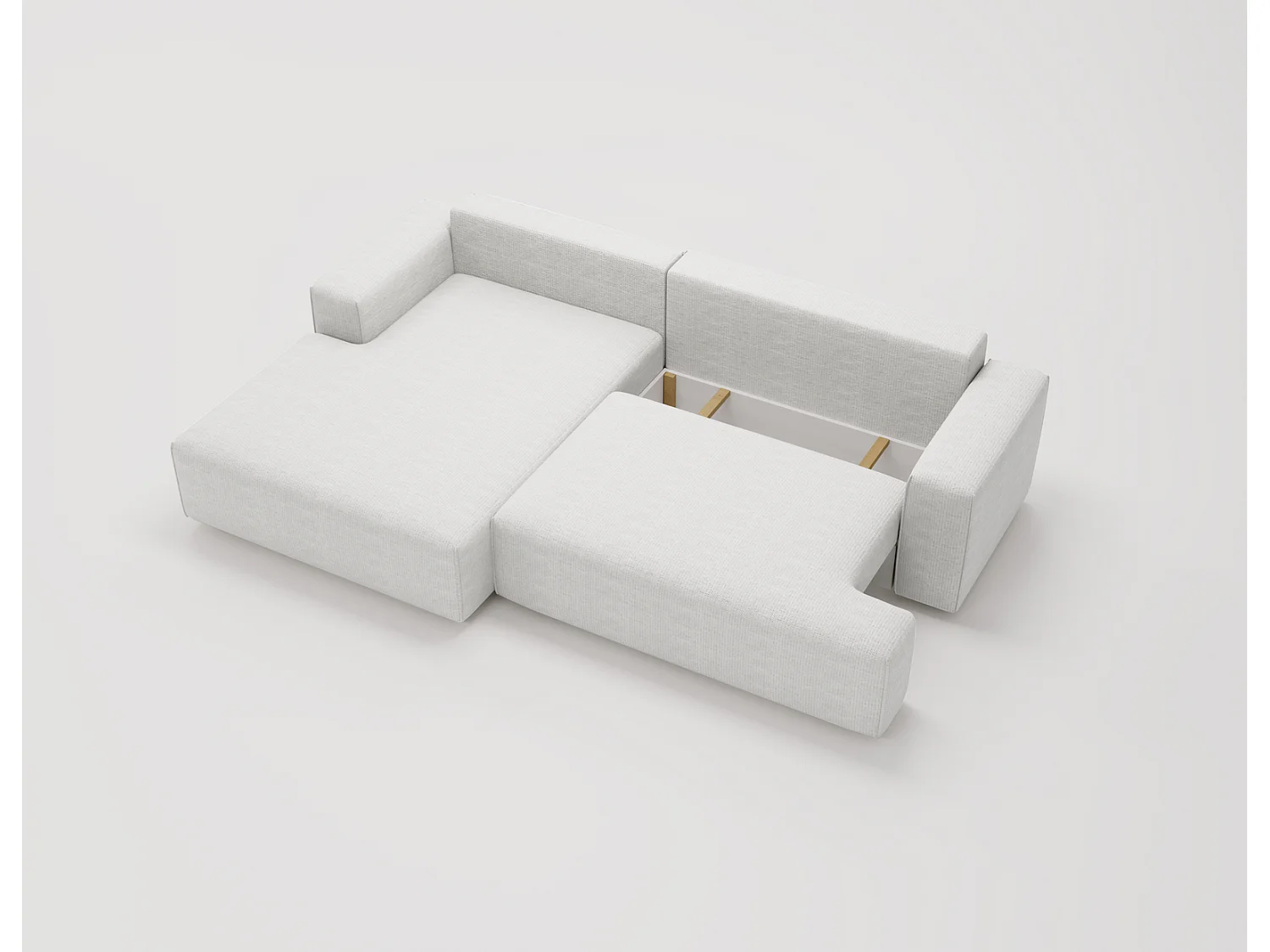 Canapé d'angle convertible Boston, canapé-lit 270 cm avec coffre de rangement, 4 places, gauche, crème