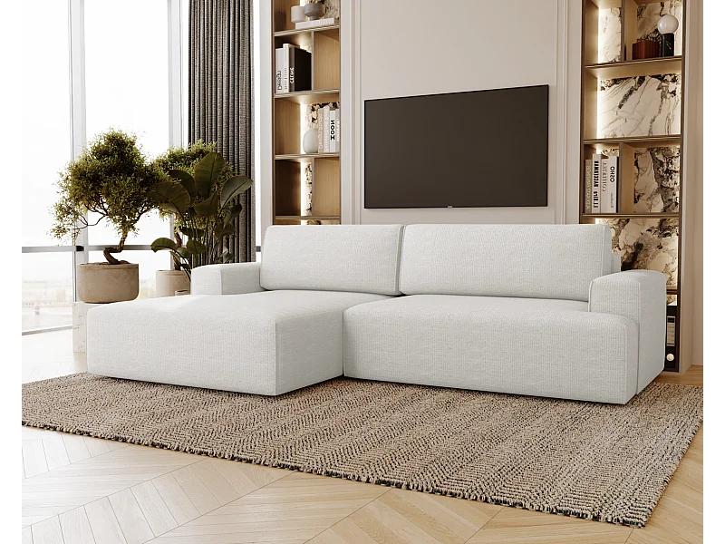 Emporius Boston L Ecksofa 270 cm mit Bettkasten und Schlaffunktion - Schlafsofa, Modern, Eckcouch, Links - Creme (Memphis 1)