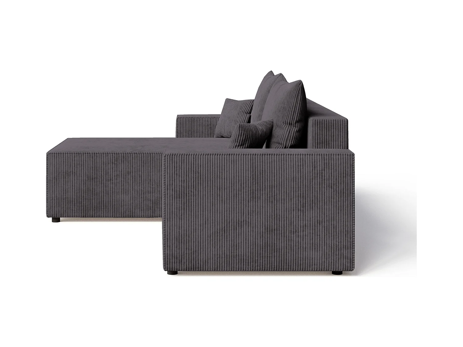 Emporius Lugo Canapé d'angle Convertible - Tissu Velours Côtelé, Canapé d'angle avec Rangement - Gauche, Gris (LincolD 96)