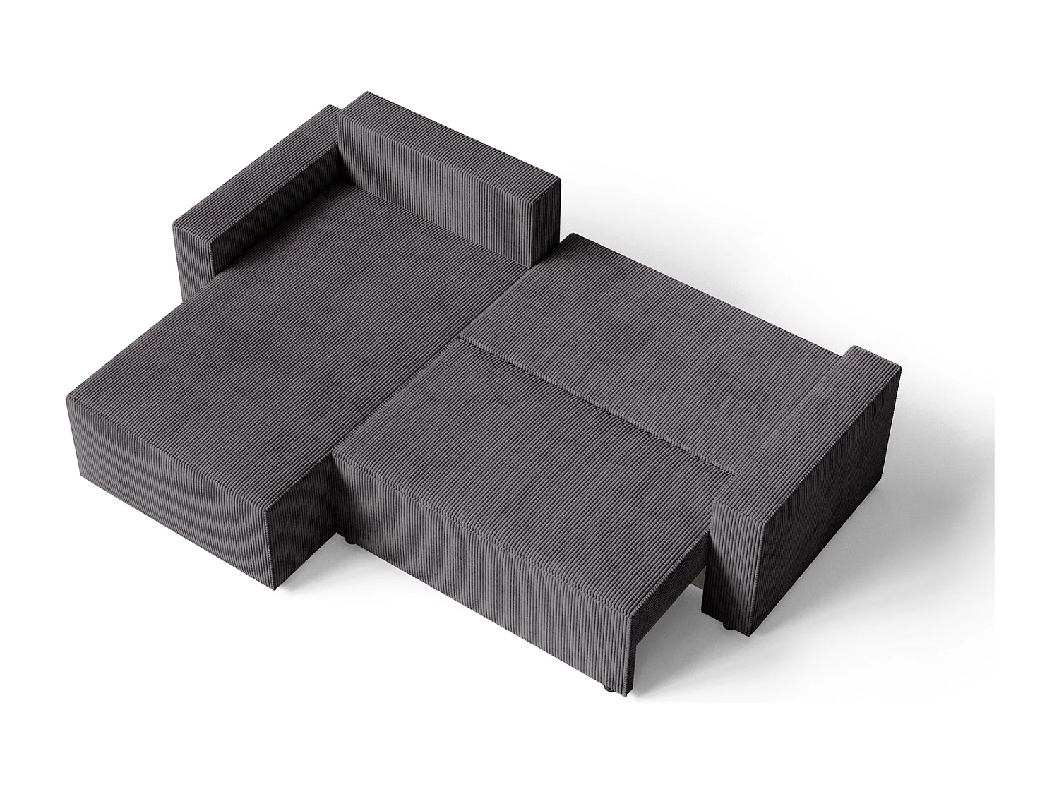 Emporius Lugo Canapé d'angle Convertible - Tissu Velours Côtelé, Canapé d'angle avec Rangement - Gauche, Gris (LincolD 96)