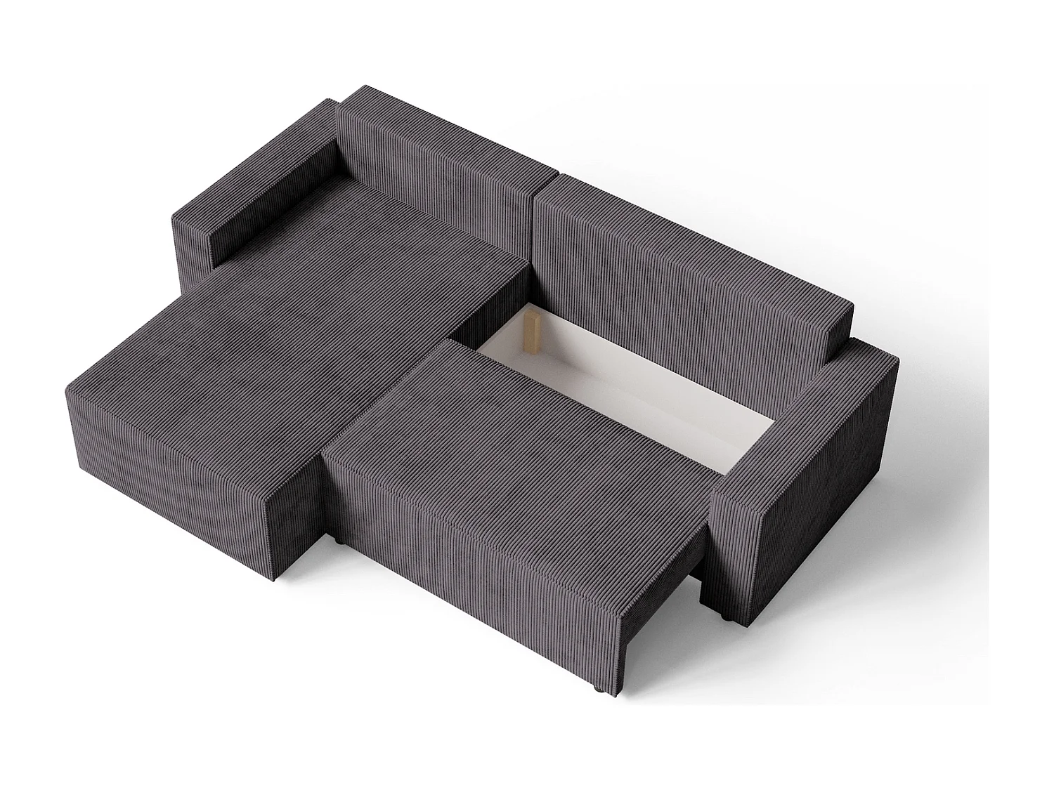 Emporius Lugo Canapé d'angle Convertible - Tissu Velours Côtelé, Canapé d'angle avec Rangement - Gauche, Gris (LincolD 96)