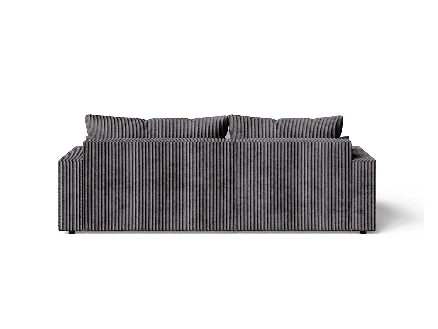 Hoekbank met slaapfunctie Lugo 250 cm, L-vorm, sofa, links, ribfluweel grijs