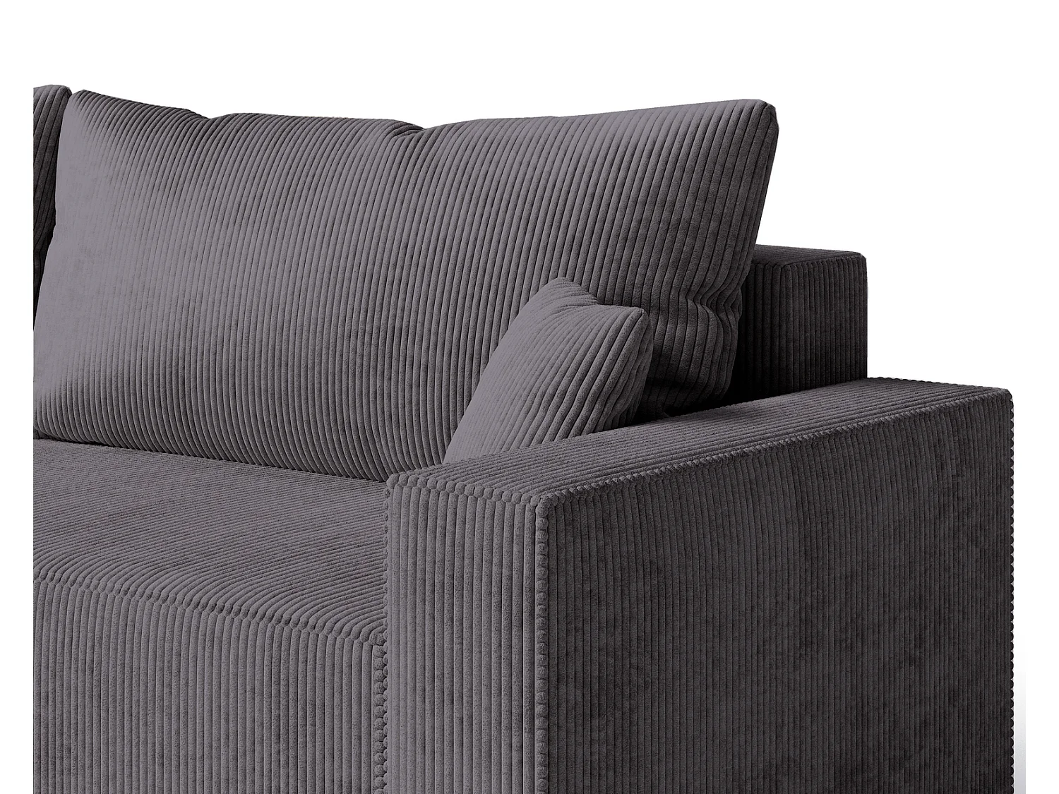 Hoekbank met slaapfunctie Lugo 250 cm, L-vorm, sofa, links, ribfluweel grijs