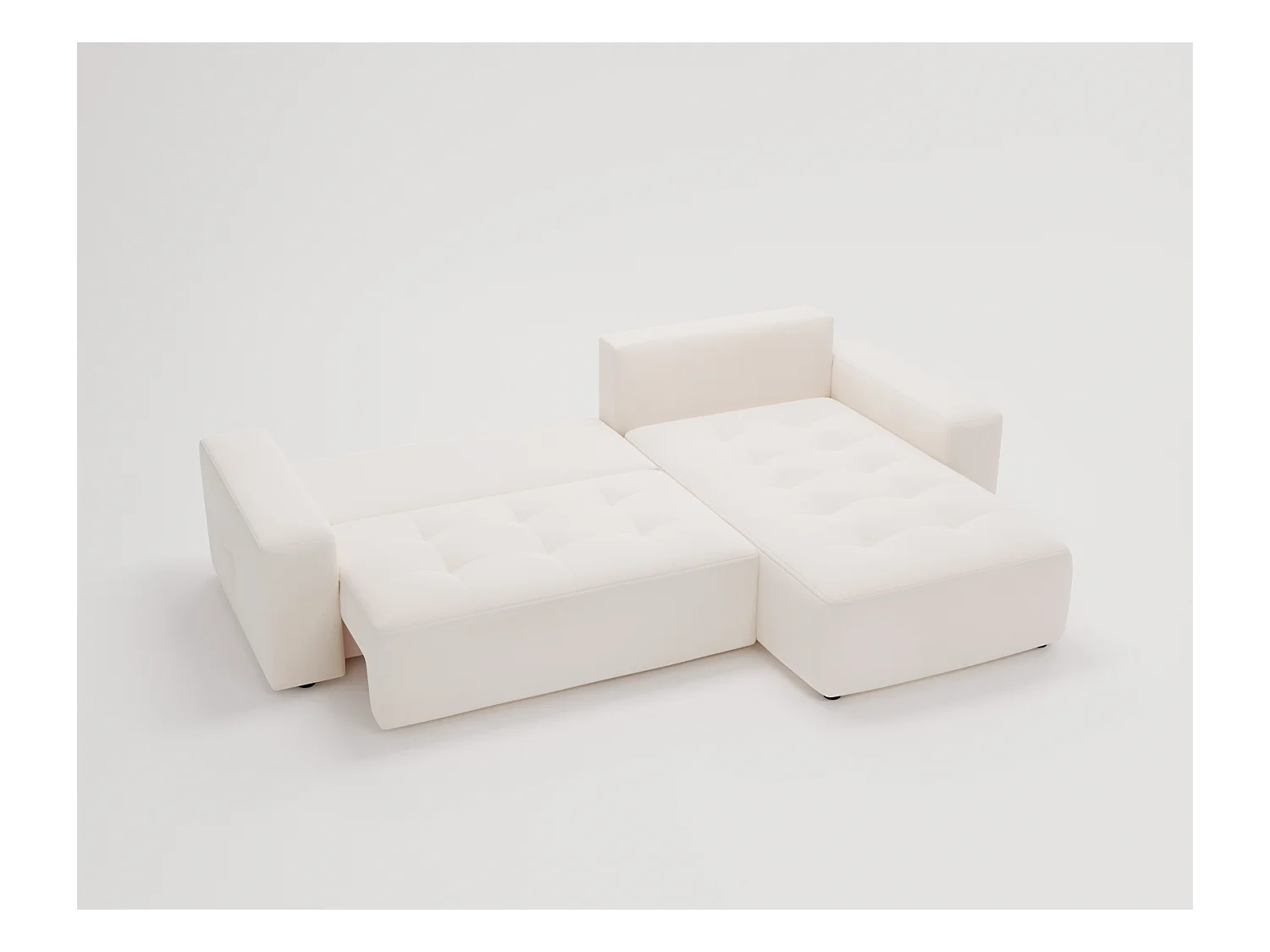 Emporius Nevada Canapé d'angle avec Rangement, Convertible - Tissu Velours, Canapé d'angle 250 cm, 4 Places - Droite, Crème (Trinity 1)