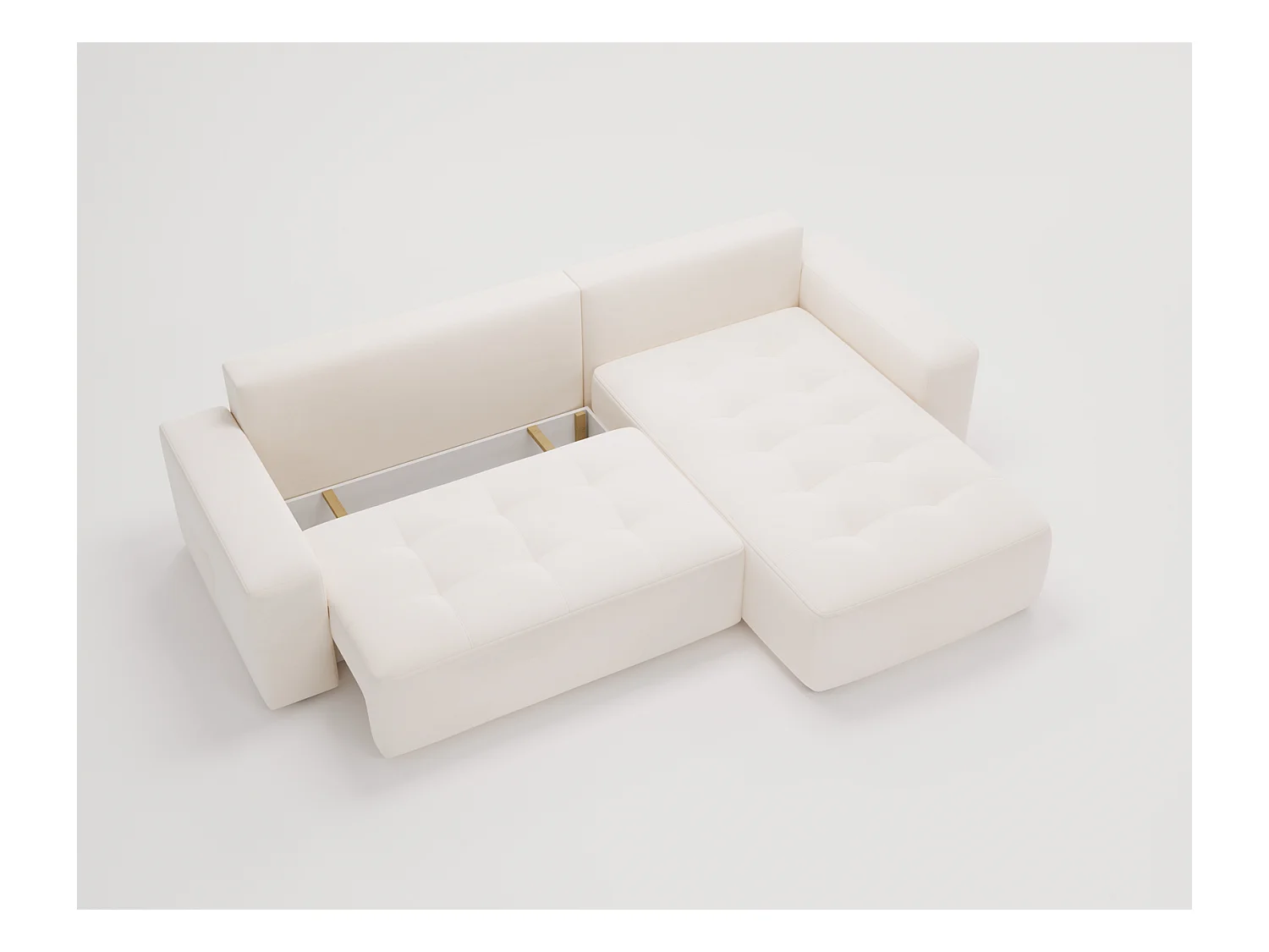 Emporius Nevada Canapé d'angle avec Rangement, Convertible - Tissu Velours, Canapé d'angle 250 cm, 4 Places - Droite, Crème (Trinity 1)