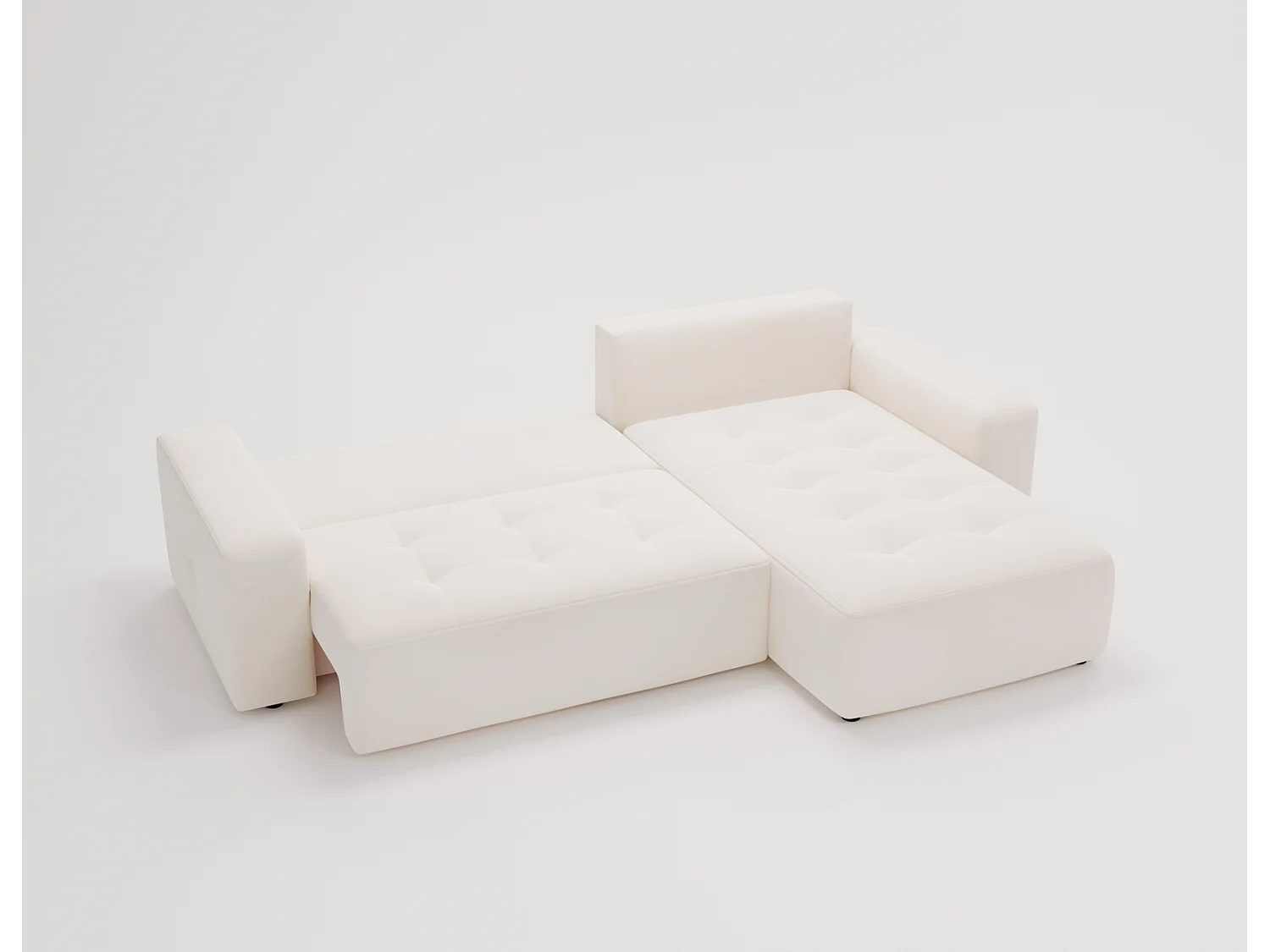 Emporius Nevada Hoekbank 250 cm met slaapfunctie et bedlade, rechts, fluweel crème (Trinity 1)