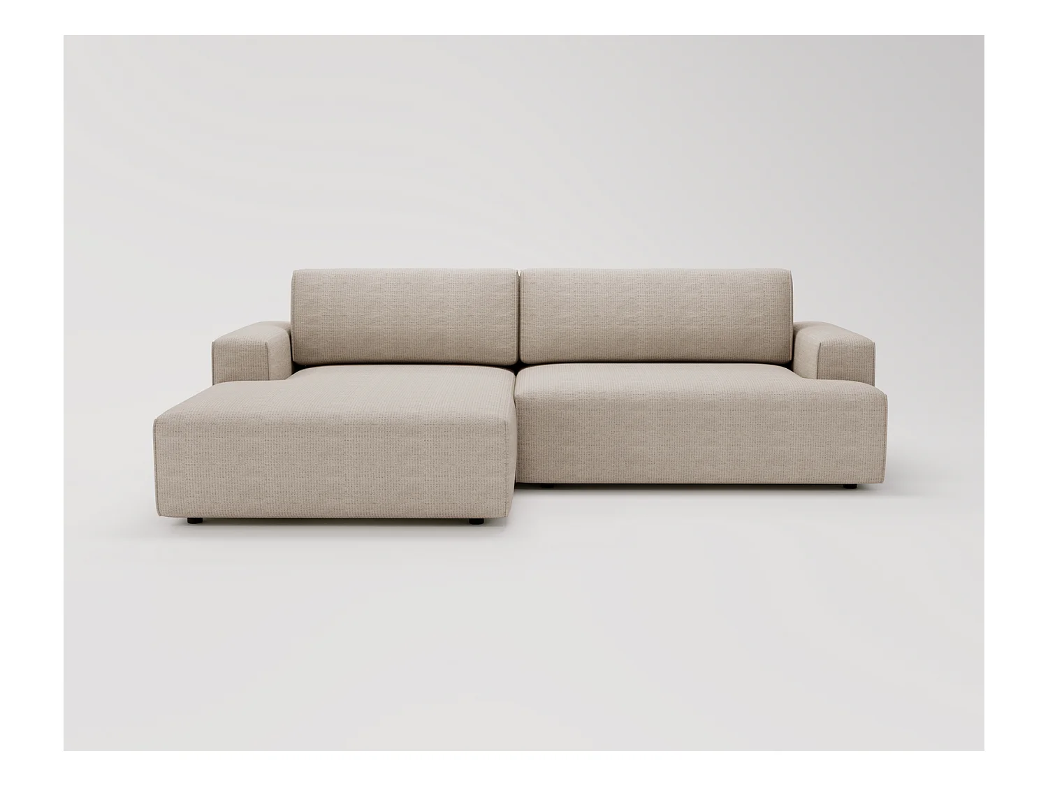 Emporius Boston narożnik rozkładany do salonu - sofa z funkcją spania, mały narożnik, pojemnik na pościel, lewostronny - narożnik beżowy (Memphis 3)