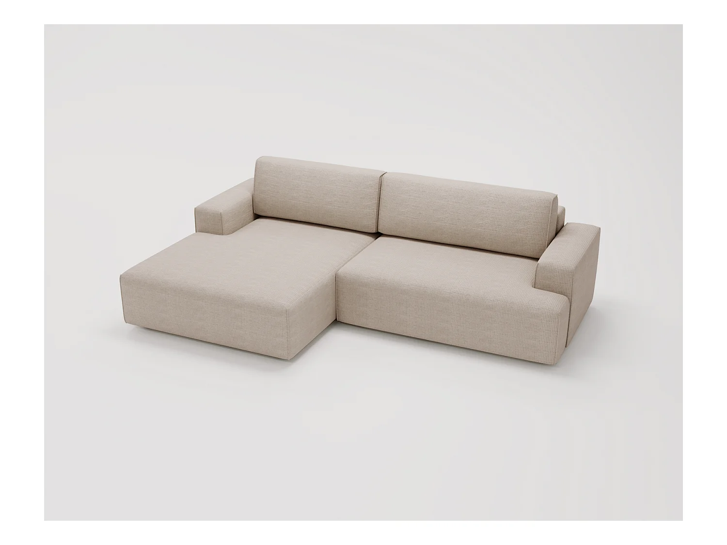 Emporius Boston narożnik rozkładany do salonu - sofa z funkcją spania, mały narożnik, pojemnik na pościel, lewostronny - narożnik beżowy (Memphis 3)