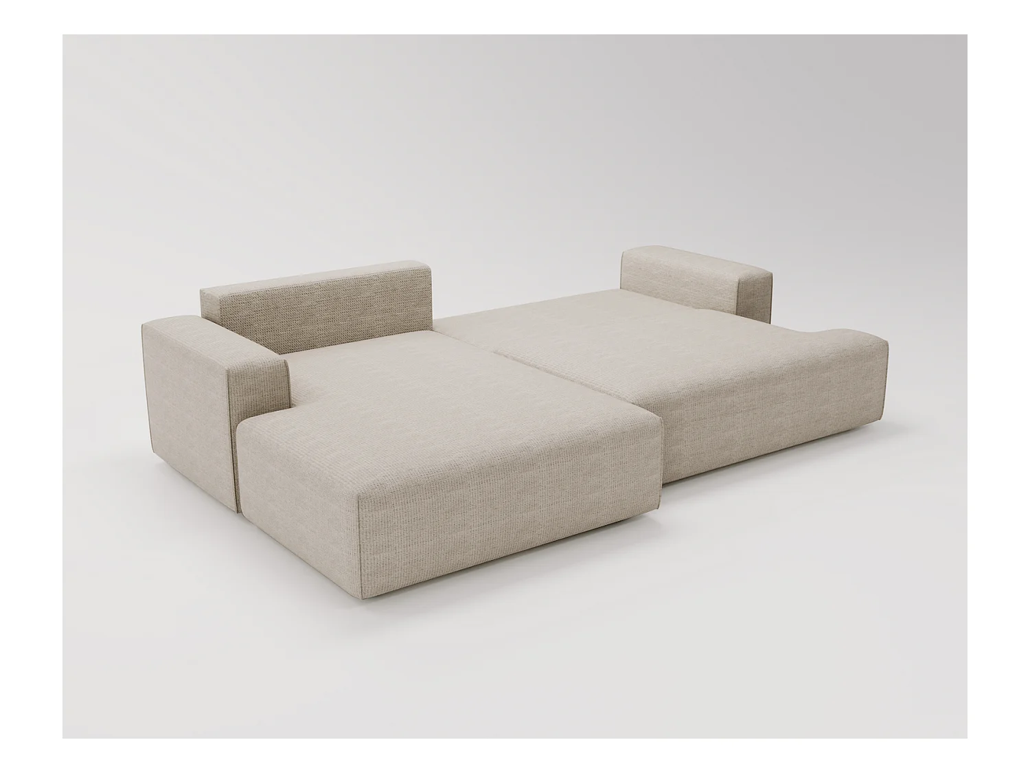 Emporius Boston narożnik rozkładany do salonu - sofa z funkcją spania, mały narożnik, pojemnik na pościel, lewostronny - narożnik beżowy (Memphis 3)