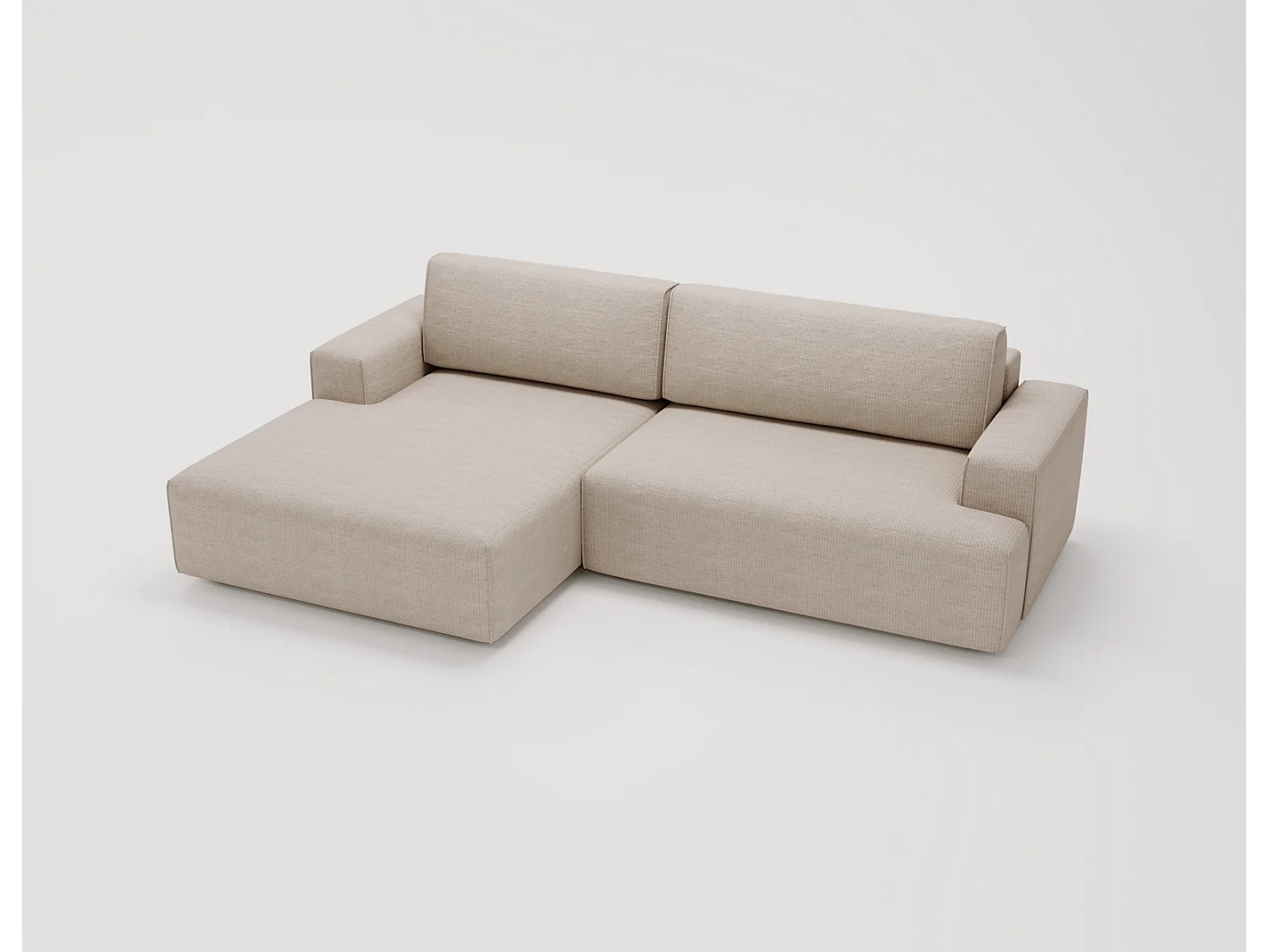 Emporius Boston Hoekbank L-Vorm - bank met slaapfunctie et bedlade - slaapbank 270 cm, links, beige (Memphis 3)