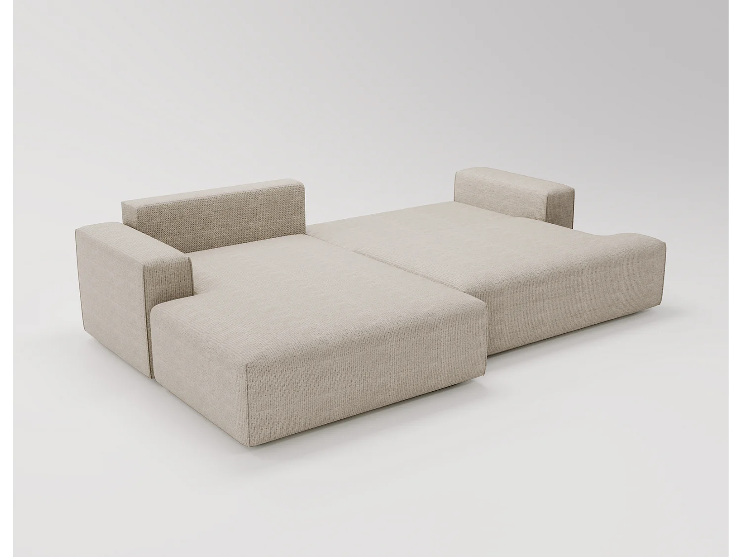 Emporius Boston Hoekbank L-Vorm - bank met slaapfunctie et bedlade - slaapbank 270 cm, links, beige (Memphis 3)