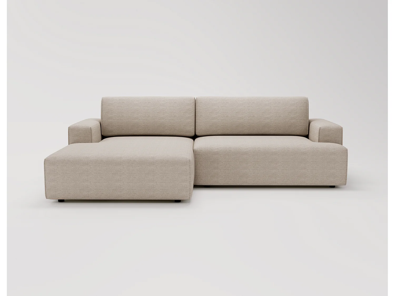 Canapé d'angle convertible Boston, canapé-lit 270 cm avec coffre de rangement, 4 places, gauche, beige