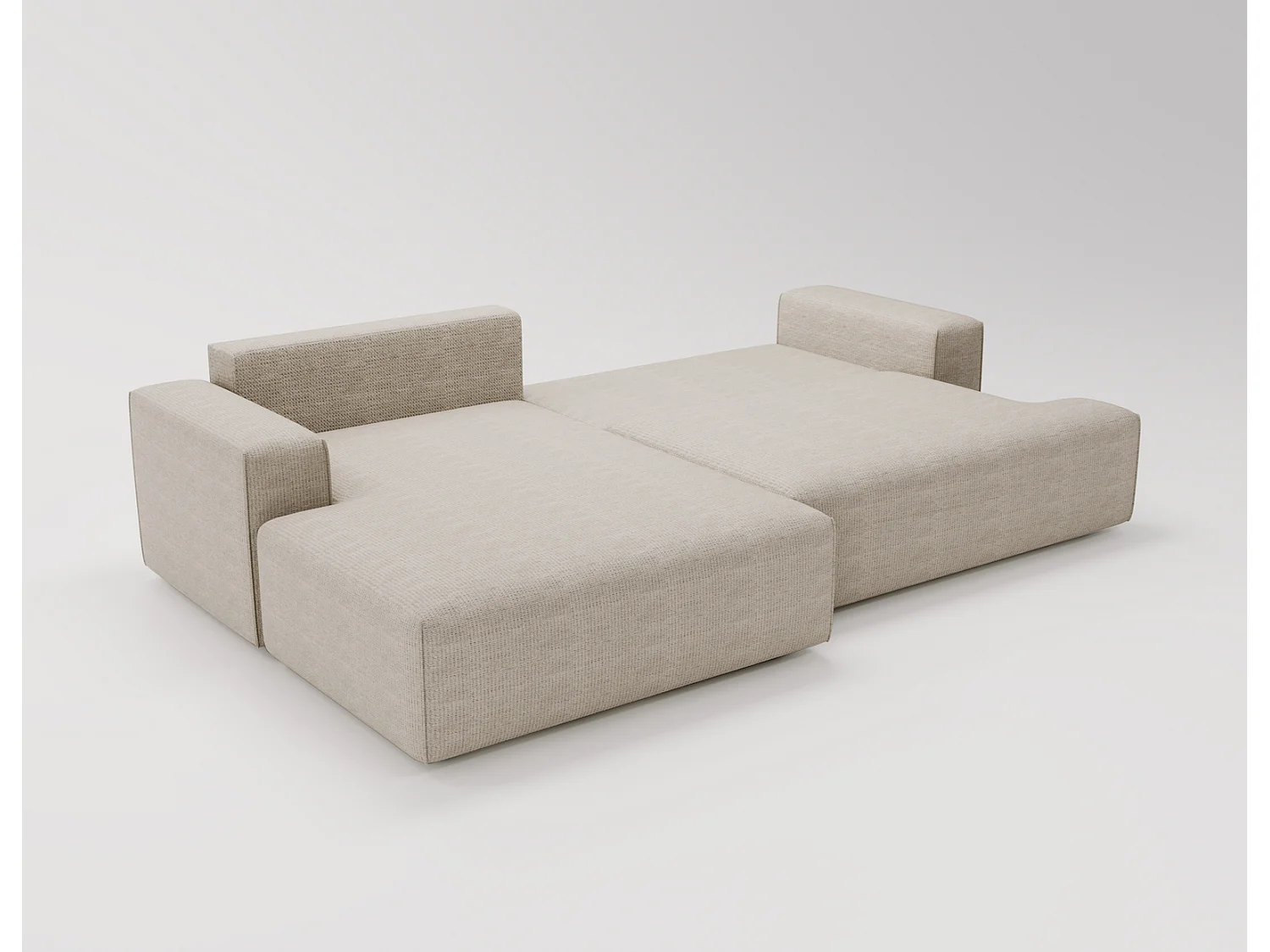 Canapé d'angle convertible Boston, canapé-lit 270 cm avec coffre de rangement, 4 places, gauche, beige