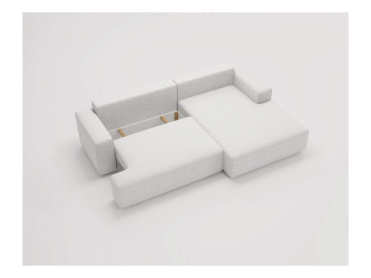 Emporius Boston narożnik rozkładany do salonu - sofa z funkcją spania, mały narożnik, pojemnik na pościel, prawostronny - narożnik kremowy (Memphis 1)