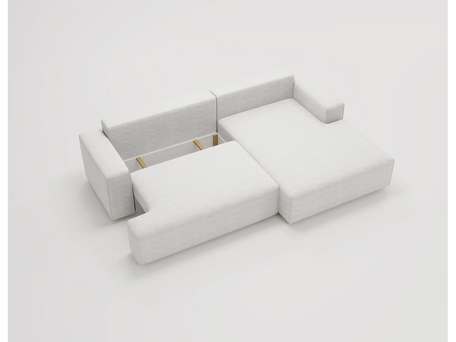 Emporius Boston Hoekbank L-Vorm - bank met slaapfunctie et bedlade - slaapbank 270 cm, rechts, cremé (Memphis 1)