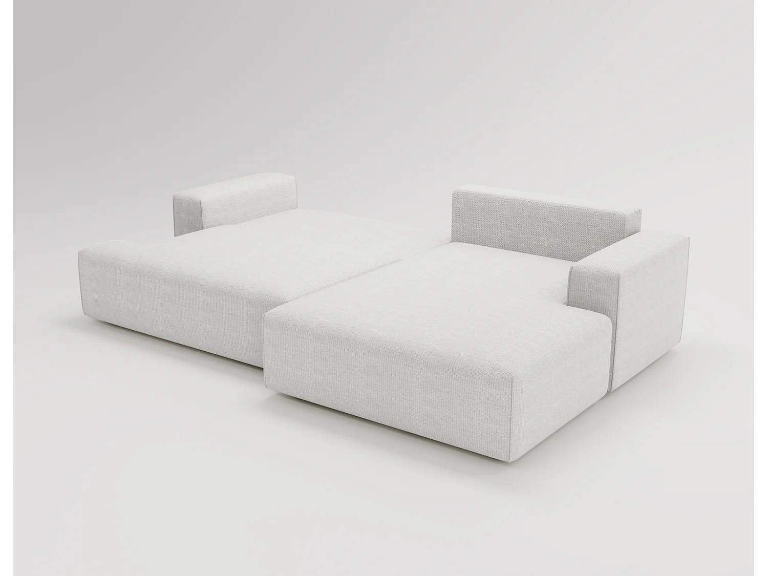 Canapé d'angle convertible Boston, canapé-lit 270 cm avec coffre de rangement, 4 places, droit, crème