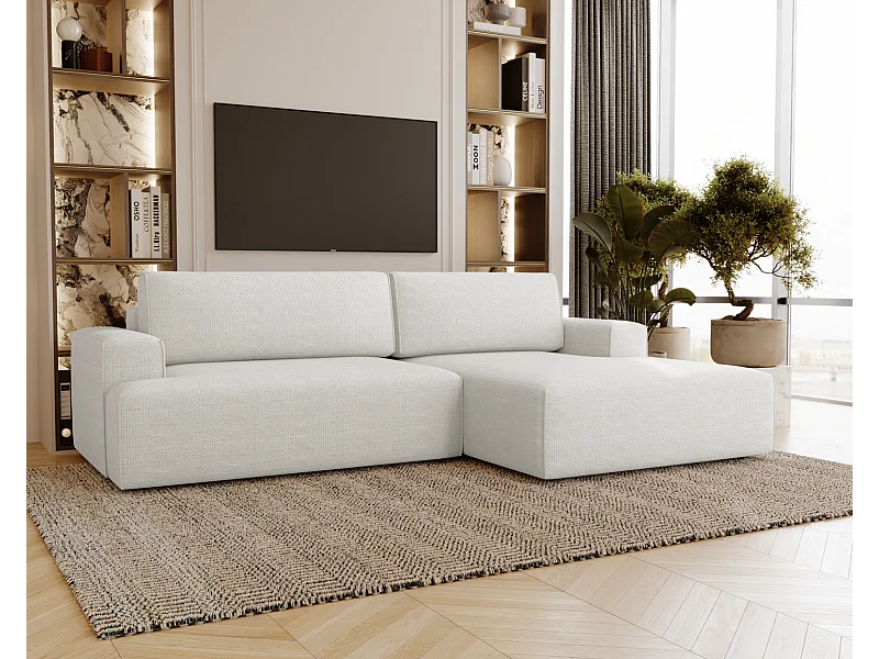 Emporius Boston Canapé d'Angle Convertible 270 cm - Canapé-lit, Sofa avec Rangement, 4 Places - Canapé d'Angle Forme L, Droite, Cremé (Memphis 1)