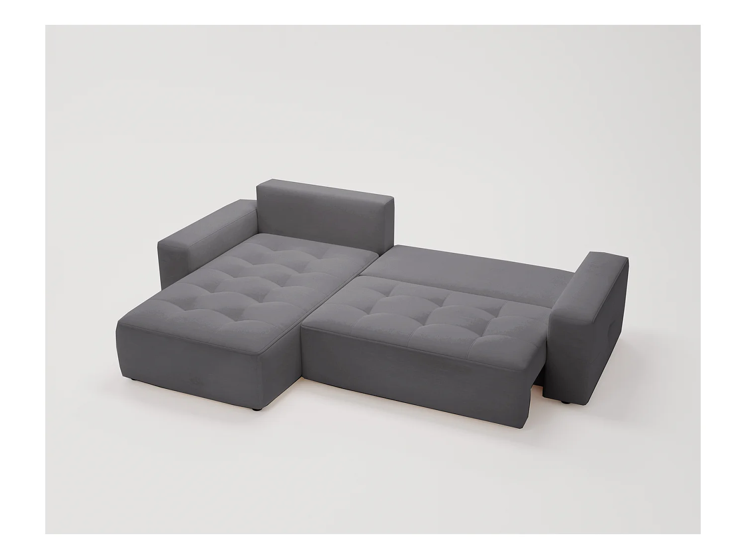 Emporius Nevada Canapé d'angle avec Rangement, Convertible - Tissu Velours, Canapé d'angle 250 cm, 4 Places - Gauche, Gris (Trinity 15)