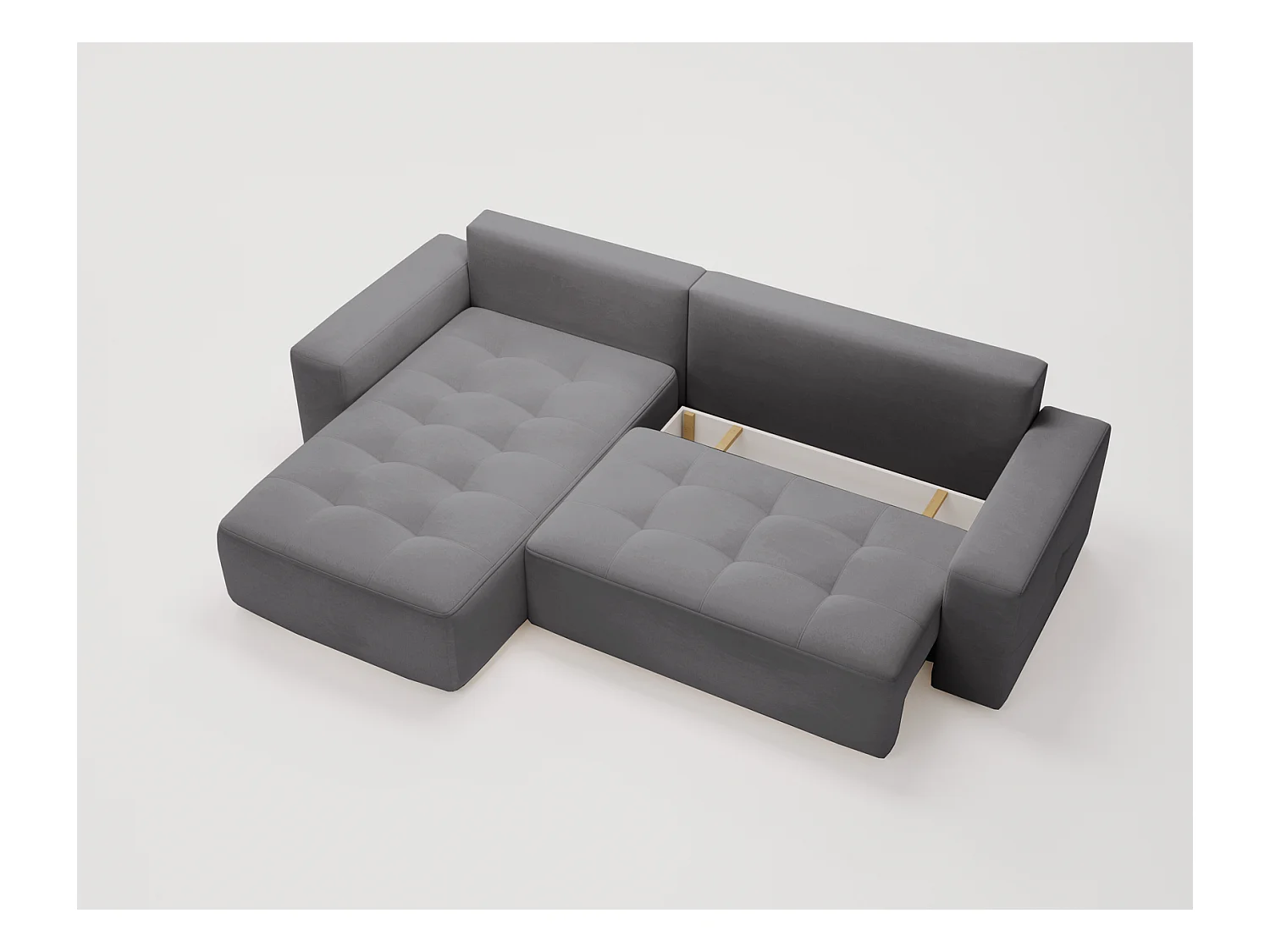 Emporius Nevada Canapé d'angle avec Rangement, Convertible - Tissu Velours, Canapé d'angle 250 cm, 4 Places - Gauche, Gris (Trinity 15)