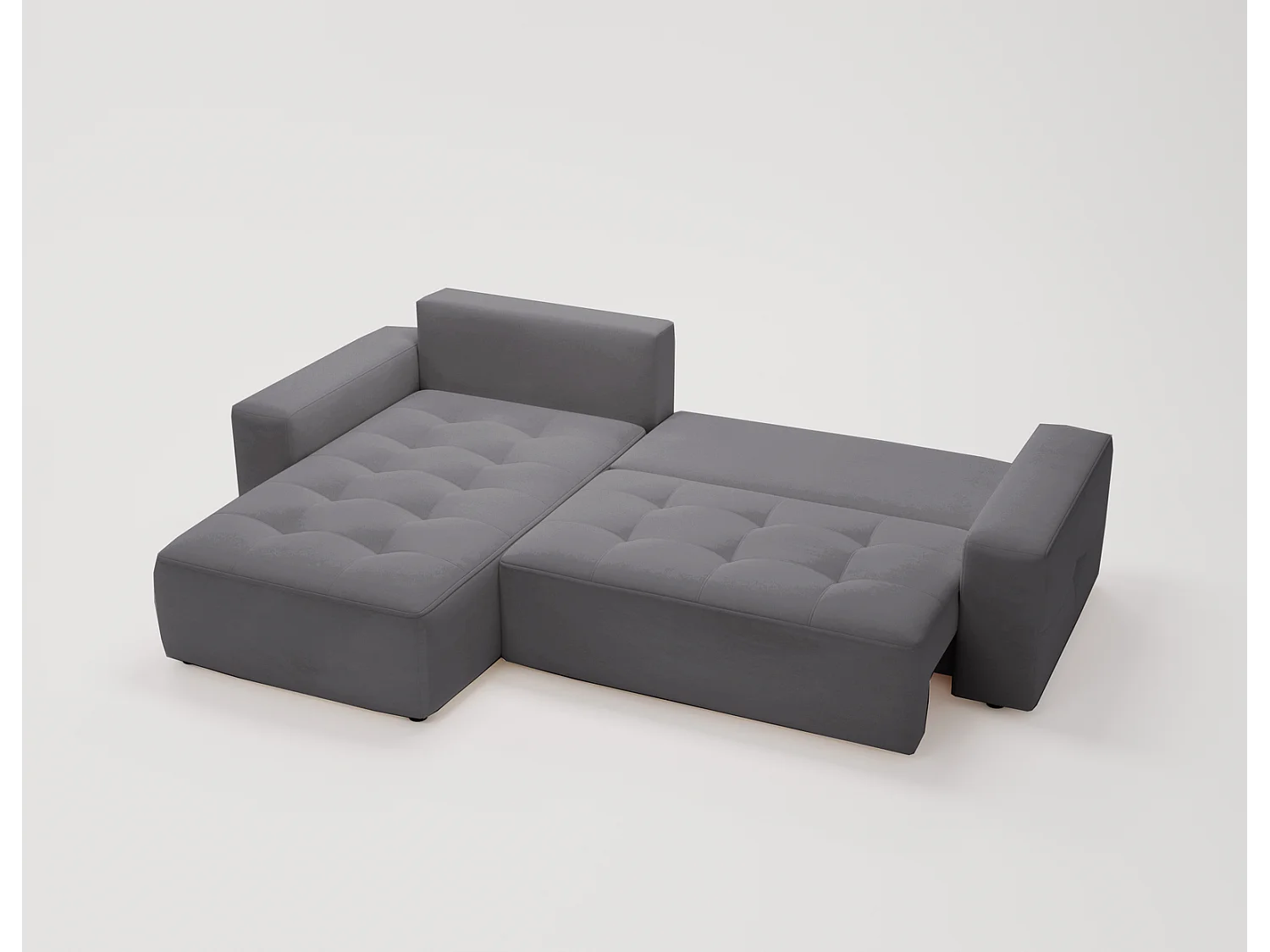 Emporius Nevada Hoekbank 250 cm met slaapfunctie et bedlade, links, fluweel grijs (Trinity 15)