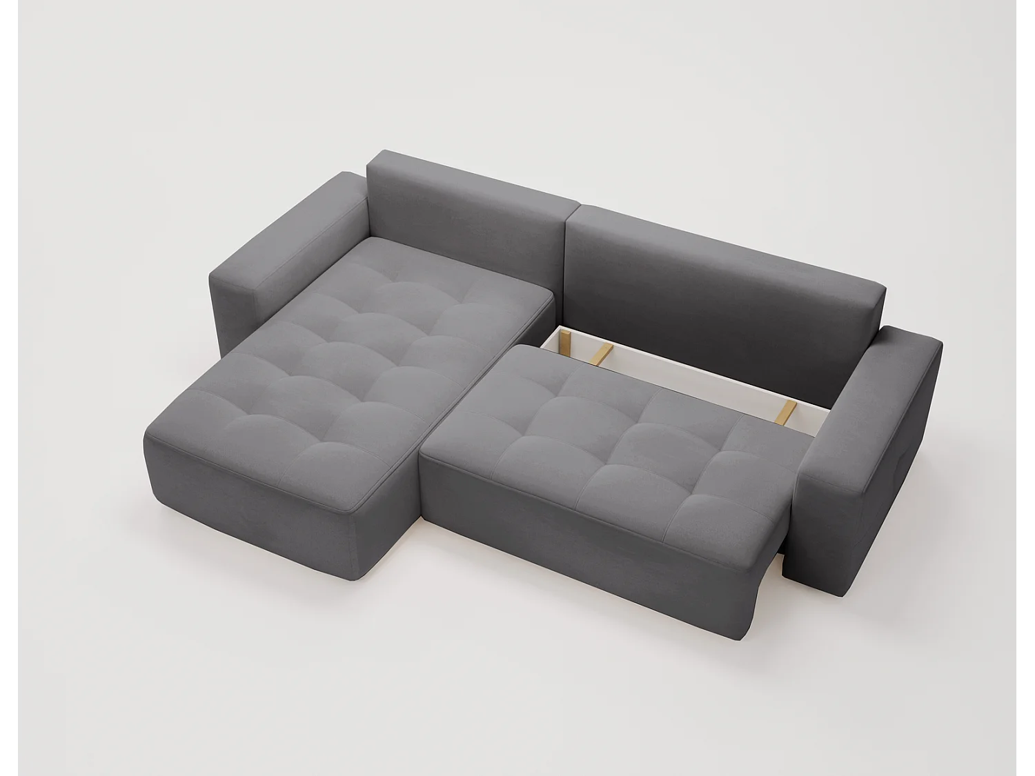 Emporius Nevada Hoekbank 250 cm met slaapfunctie et bedlade, links, fluweel grijs (Trinity 15)