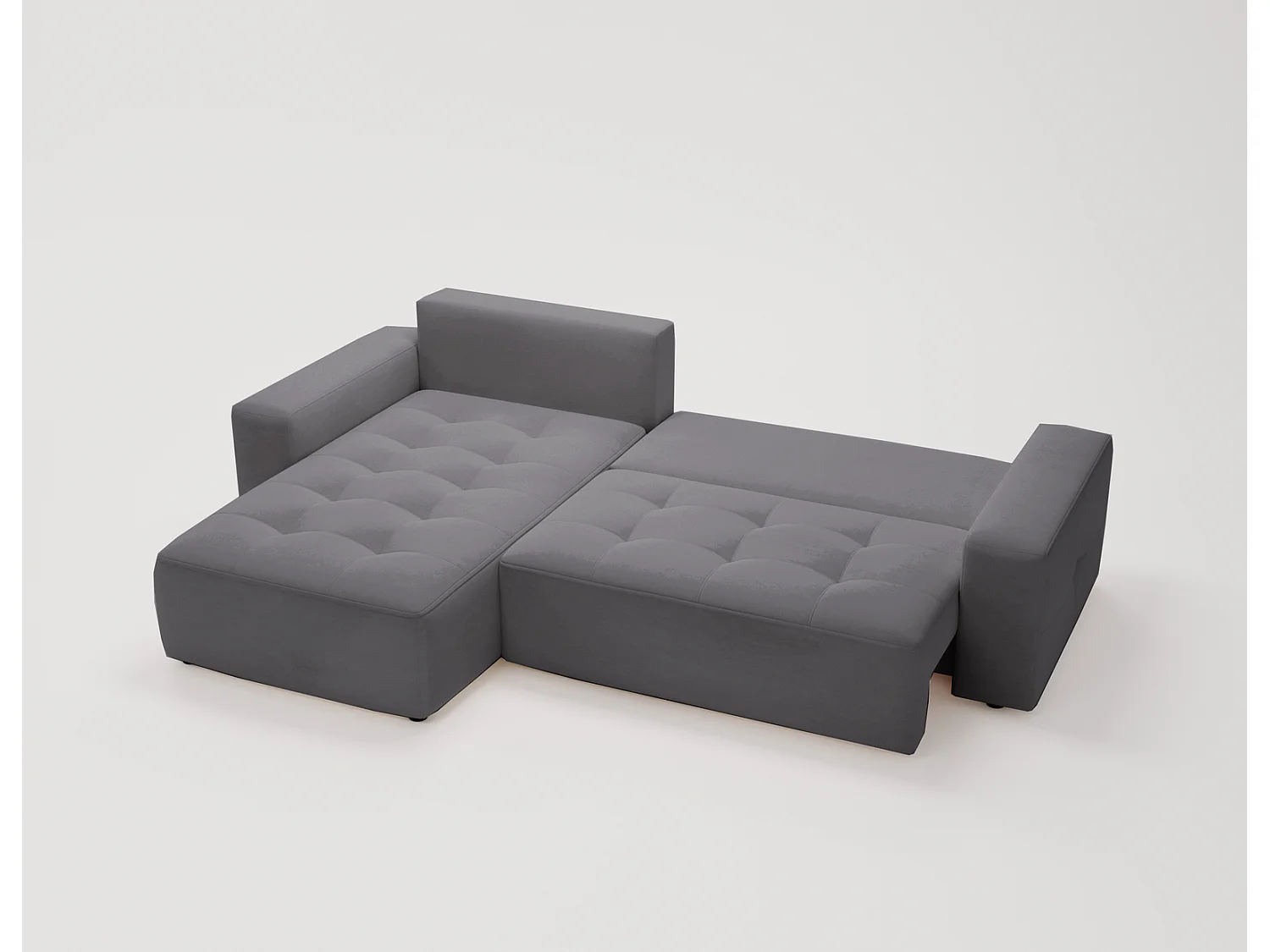 Canapé d'angle convertible 4 places avec rangement en tissu gris