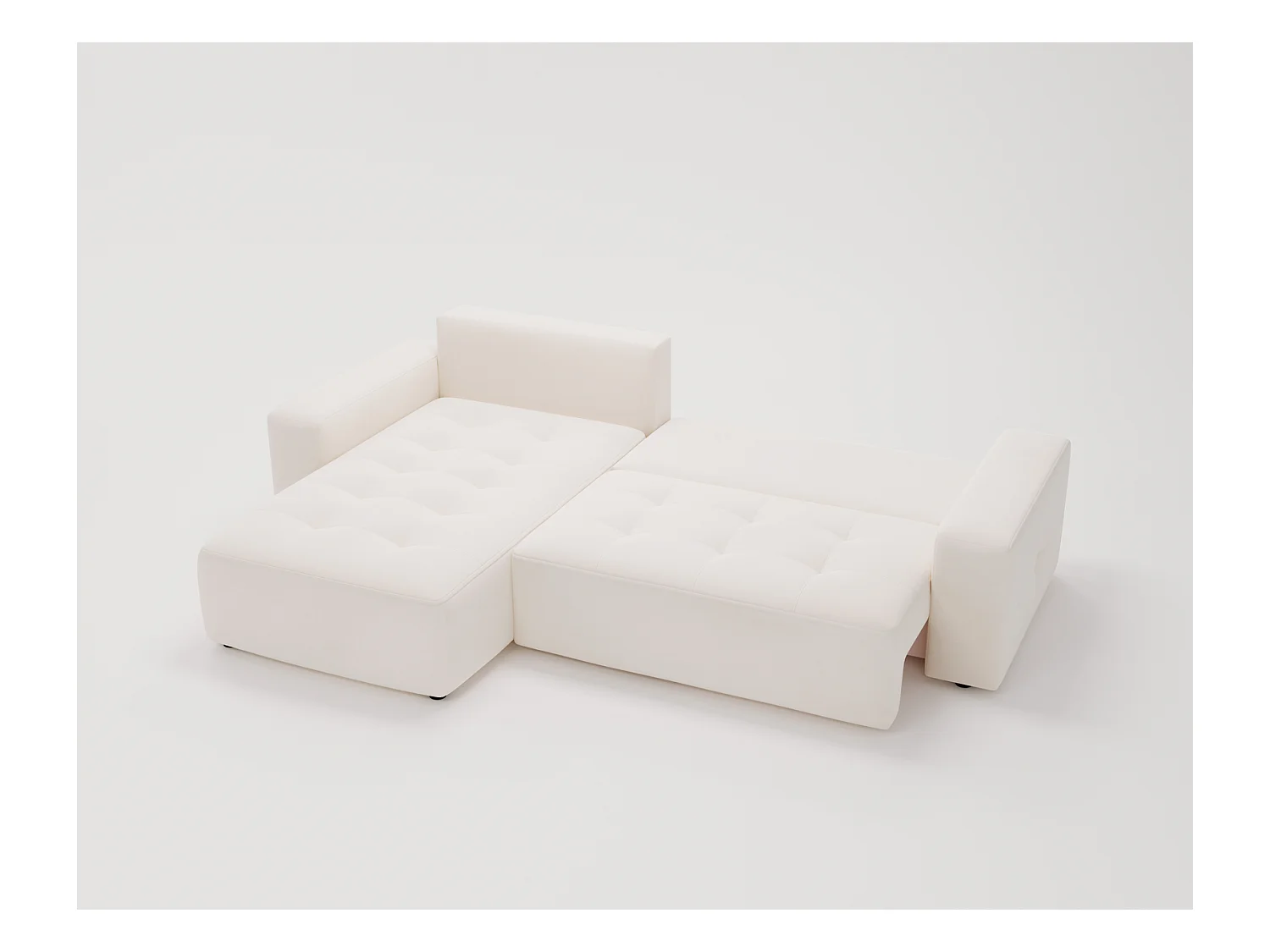 Emporius Nevada Canapé d'angle avec Rangement, Convertible - Tissu Velours, Canapé d'angle 250 cm, 4 Places - Gauche, Crème (Trinity 1)