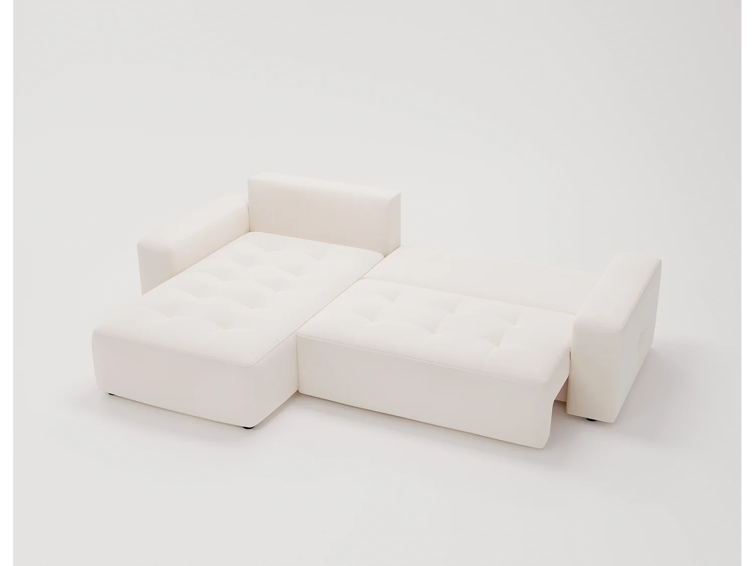 Emporius Nevada Hoekbank 250 cm met slaapfunctie et bedlade, links, fluweel crème (Trinity 1)