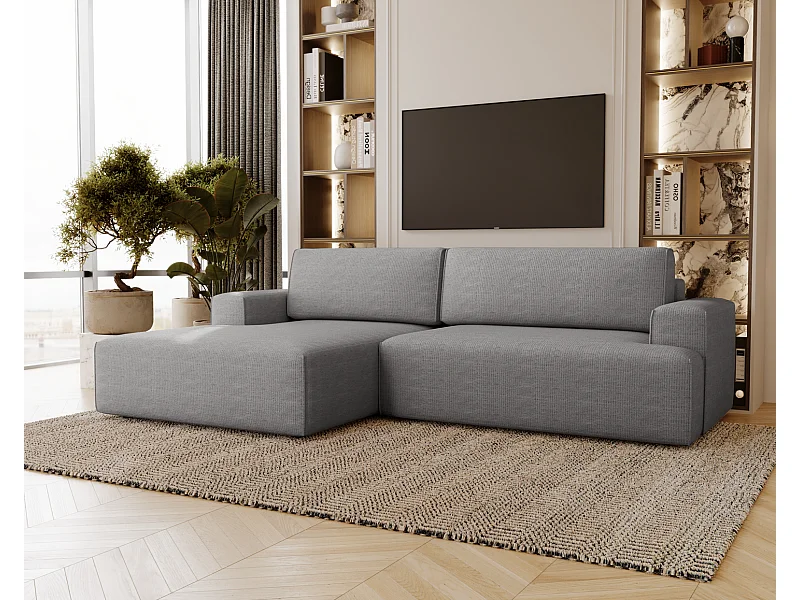 Emporius Boston L Ecksofa 270 cm mit Bettkasten und Schlaffunktion - Schlafsofa, Modern, Eckcouch, Links - Grau (Memphis 18)