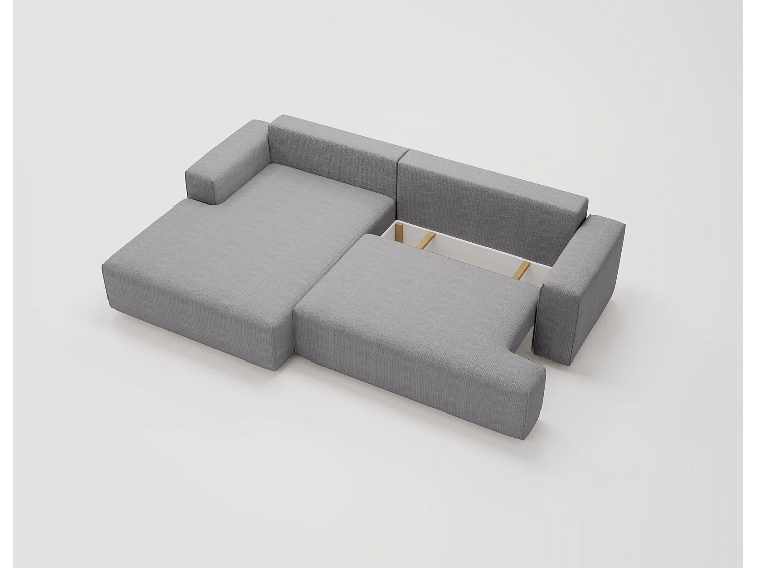 Canapé d'angle convertible Boston, canapé-lit 270 cm avec coffre de rangement, 4 places, gauche, gris
