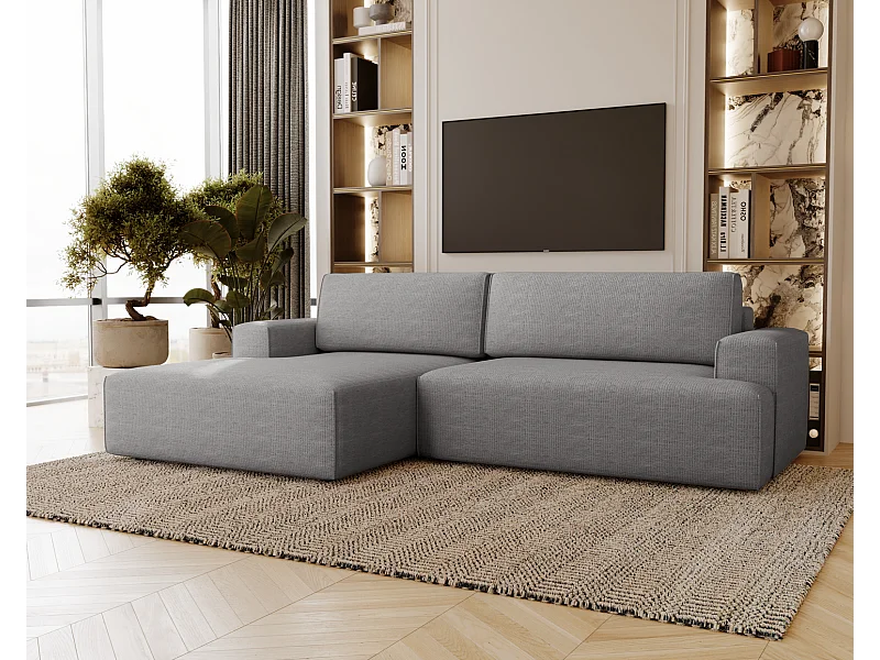 Emporius Boston Canapé d'Angle Convertible 270 cm - Canapé-lit, Sofa avec Rangement, 4 Places - Canapé d'Angle Forme L, Gauche, Gris (Memphis 18)
