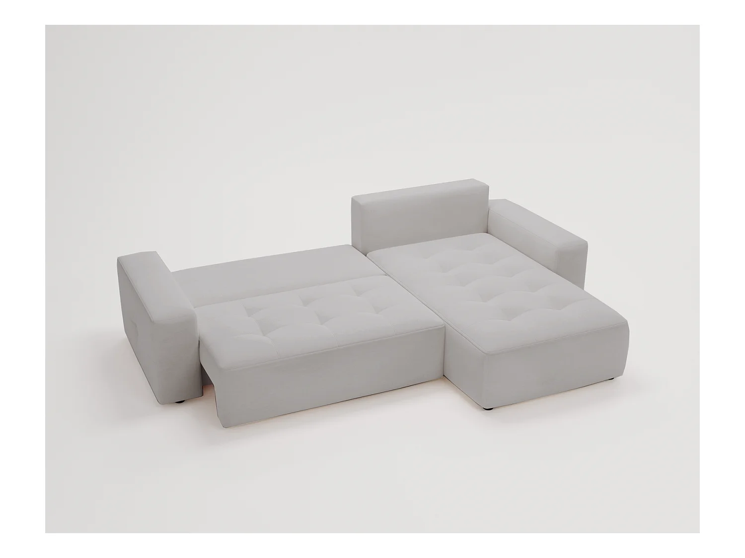 Emporius Nevada Canapé d'angle avec Rangement, Convertible - Tissu Velours, Canapé d'angle 250 cm, 4 Places - Droite, Gris clair (Trinity 14)