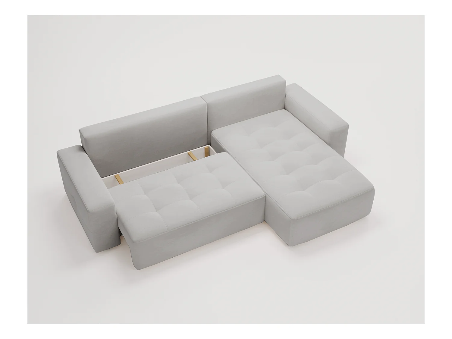 Emporius Nevada Canapé d'angle avec Rangement, Convertible - Tissu Velours, Canapé d'angle 250 cm, 4 Places - Droite, Gris clair (Trinity 14)